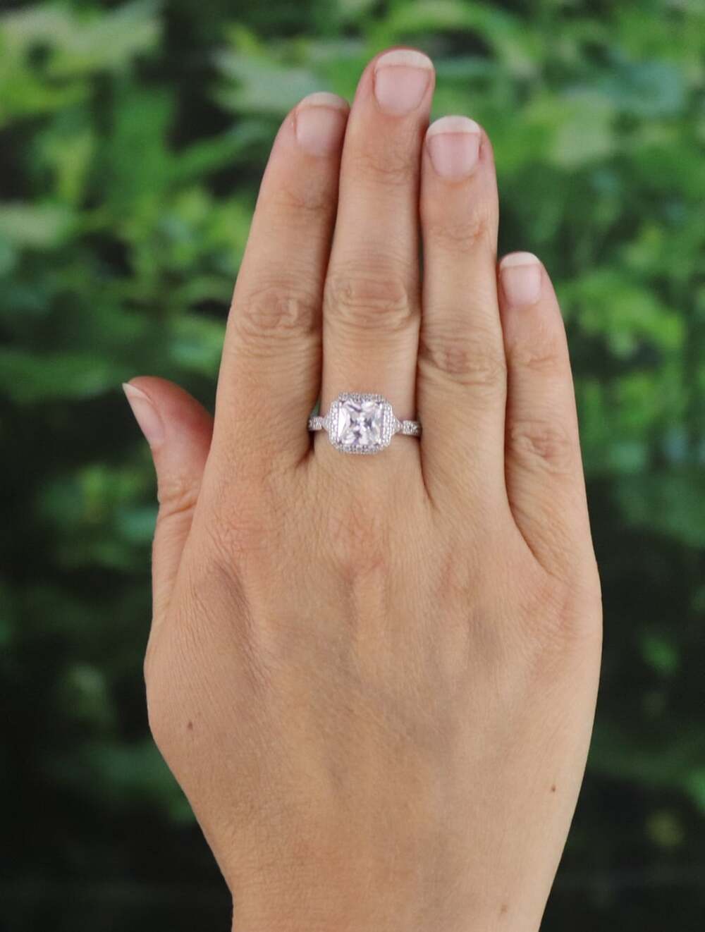 Sterling Silver Sparkly Cubic Zirconia Ring Engagement Ring Size 8 1/4 - Picture 3 of 8